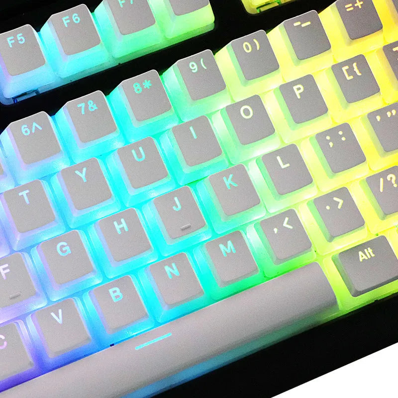 White pudding PBT mechanical keyboard keycap set showing 141 keys with dye-sublimated legends