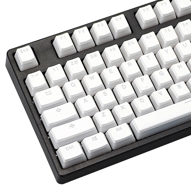 White pudding PBT mechanical keyboard keycap set showing 141 keys with dye-sublimated legends