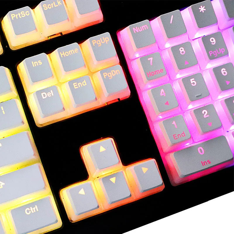 White pudding PBT mechanical keyboard keycap set showing 141 keys with dye-sublimated legends