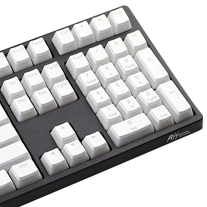 White pudding PBT mechanical keyboard keycap set showing 141 keys with dye-sublimated legends