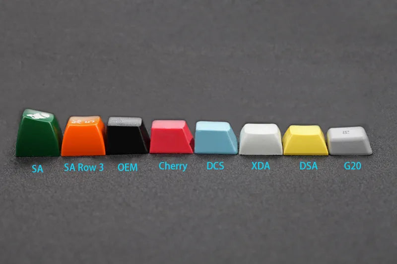 109-key PBT double-shot dip-dye keycap set with OEM profile, positive engraving, six colour styles including rainbow gradient and blue enchantress