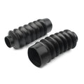Pair of black rubber front shock absorber dust covers for motorcycle fork protection