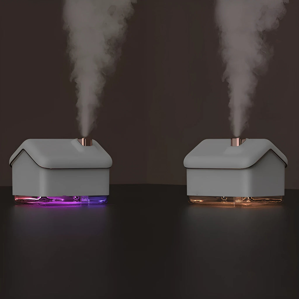White igloo-shaped ultrasonic humidifier and essential oil diffuser with USB cable and LED light