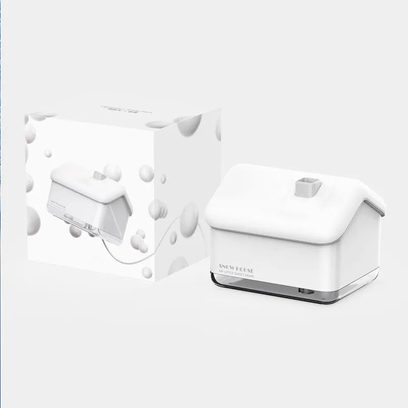 White igloo-shaped ultrasonic humidifier and essential oil diffuser with USB cable and LED light