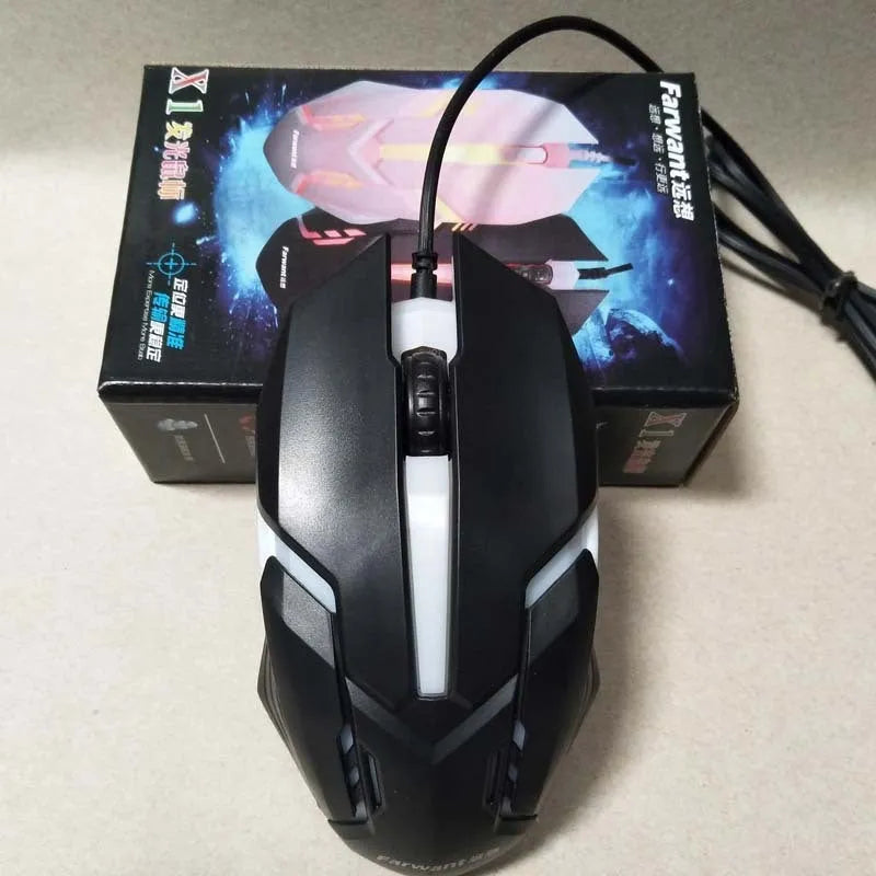 Wired USB optical mouse with light-transmitting design in black colour