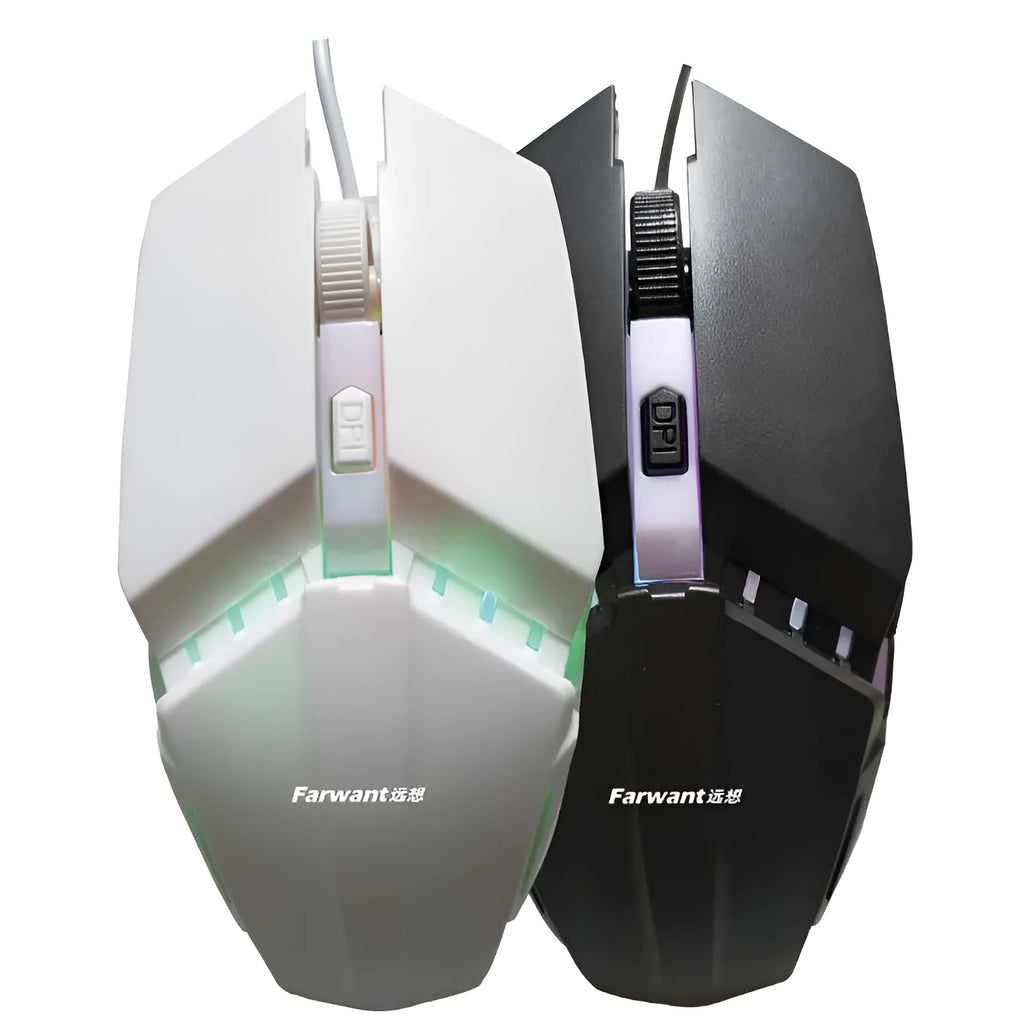 Wired USB optical mouse with light-transmitting design in black colour