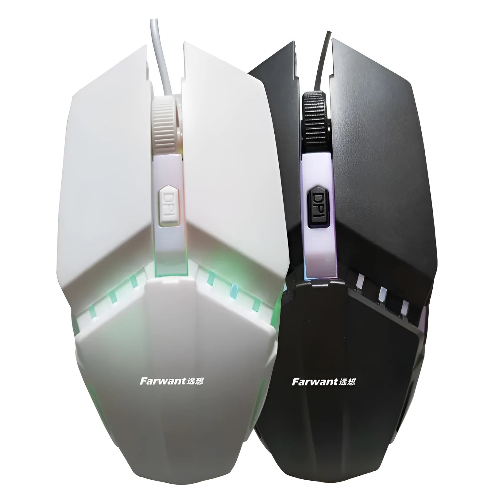 Wired USB optical mouse with light-transmitting design in black colour