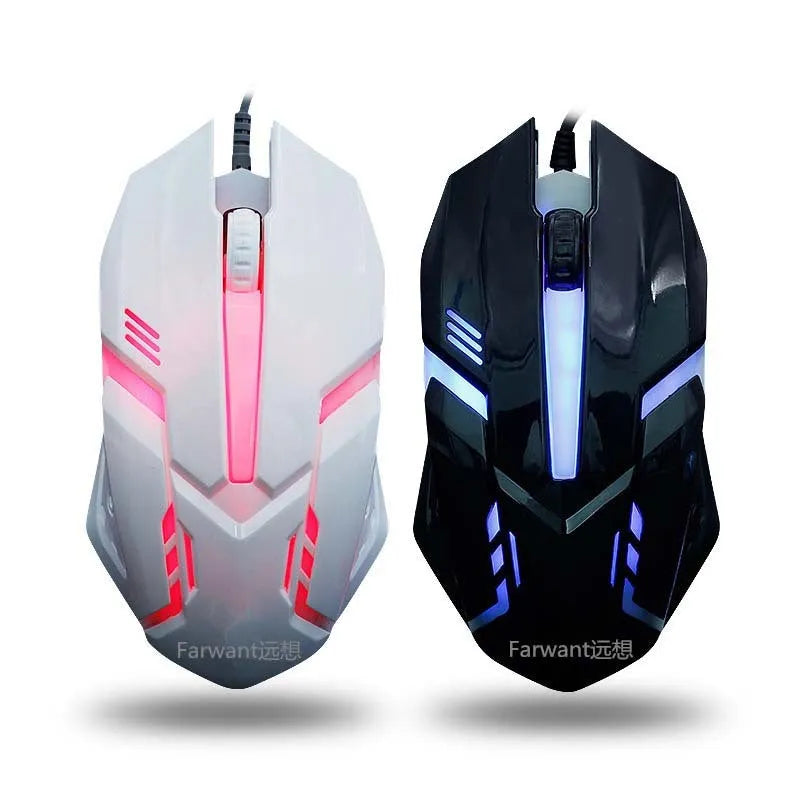 Wired USB optical mouse with light-transmitting design in black colour