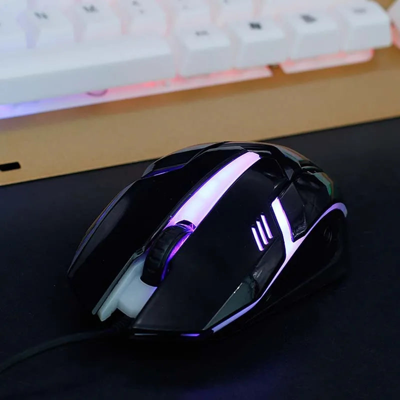 Wired USB optical mouse with light-transmitting design in black colour