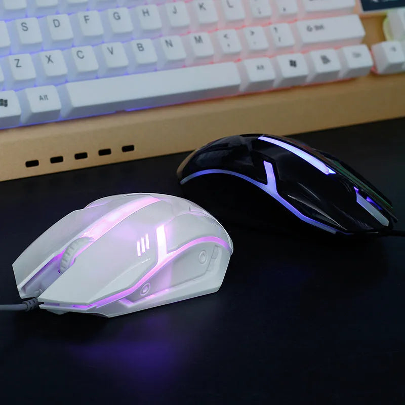 Wired USB optical mouse with light-transmitting design in black colour