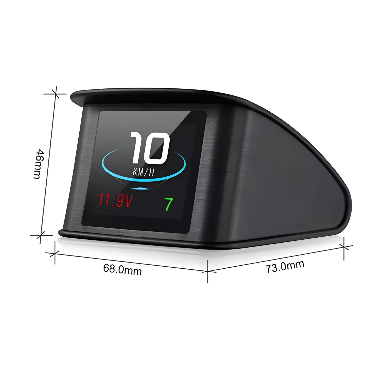 Black PC head-up display with HD LCD screen and GPS input for universal vehicle fit
