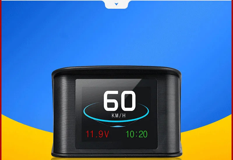 Black PC head-up display with HD LCD screen and GPS input for universal vehicle fit