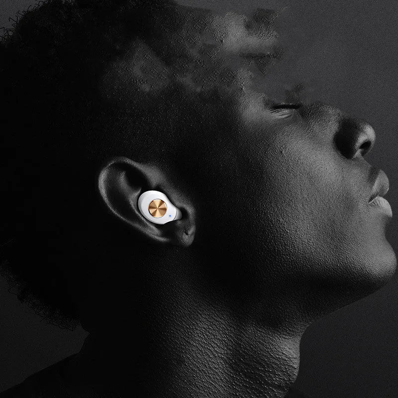 Pebble Series wireless Bluetooth earbuds in charging case, shown in black, white, or dark green.