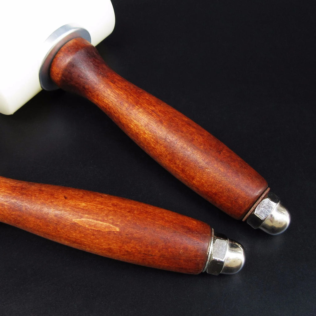 Nylon leather carving hammer with wooden handle for leather punching and engraving