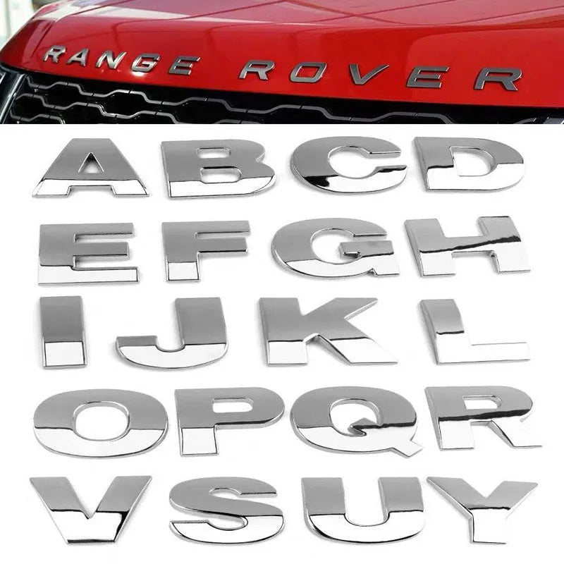 Personalised aluminium alloy car tail letter mark 4.5cm in black on vehicle rear