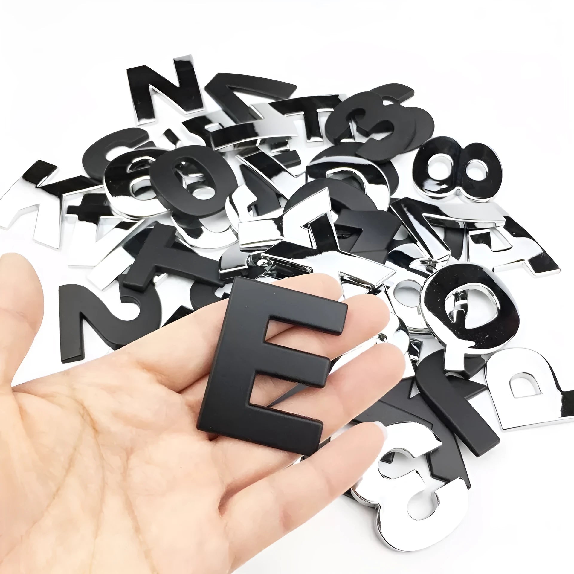 Personalised aluminium alloy car tail letter mark 4.5cm in black on vehicle rear