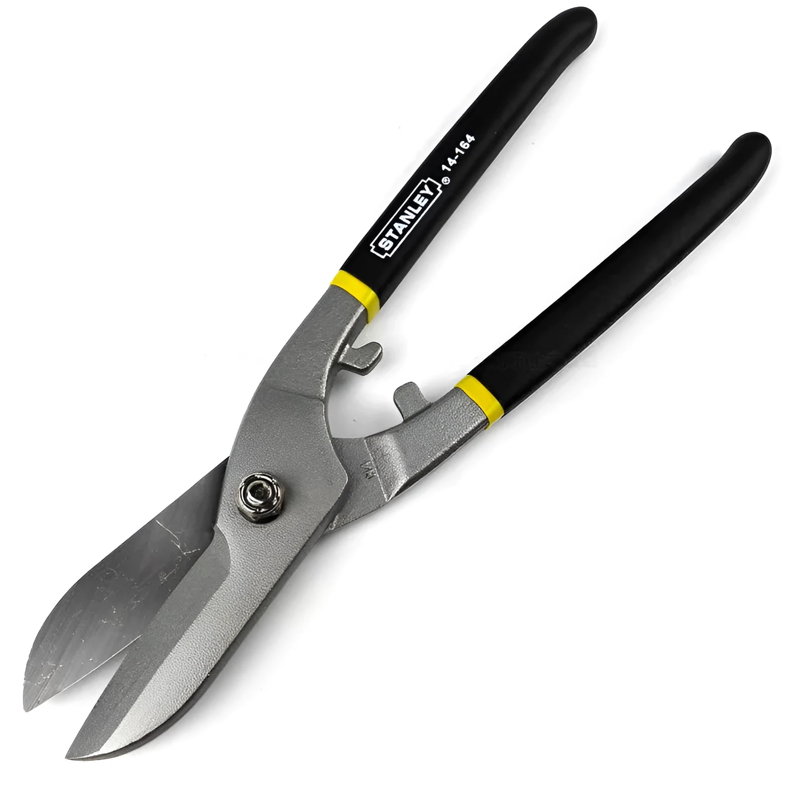 Yellow-handled high carbon steel barbed wire shears, 200mm long, for cutting metal plate.