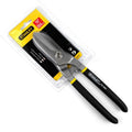 Yellow-handled high carbon steel barbed wire shears, 200mm long, for cutting metal plate.