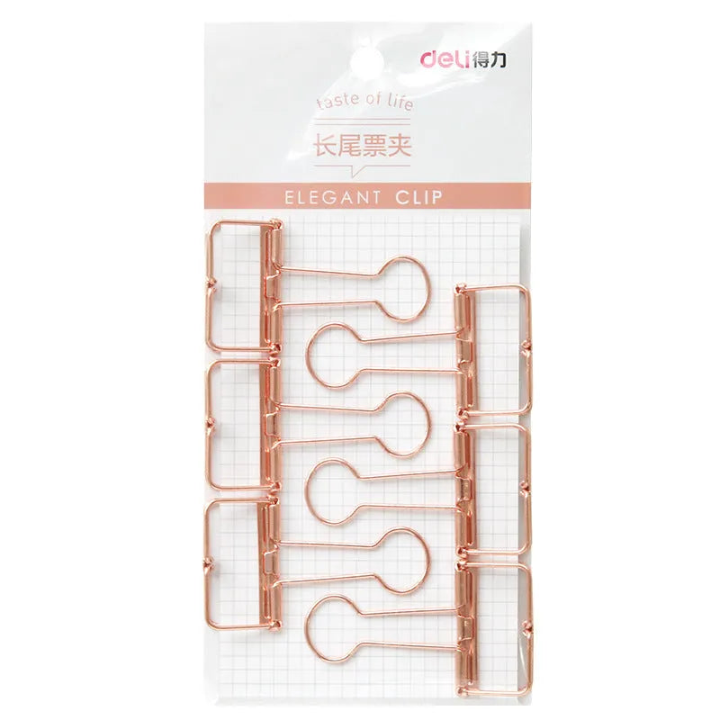 Rose gold metal binder set showing small and large folders with metal clasps for test papers and tickets