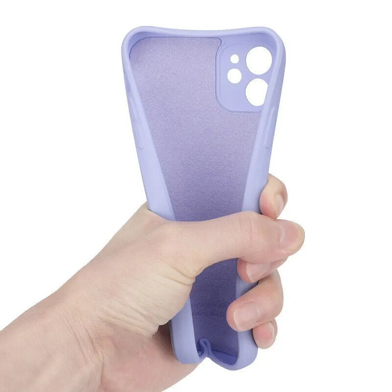 Straight-edge Rubik's cube liquid silicone phone case compatible with Apple iPhones in blue colour