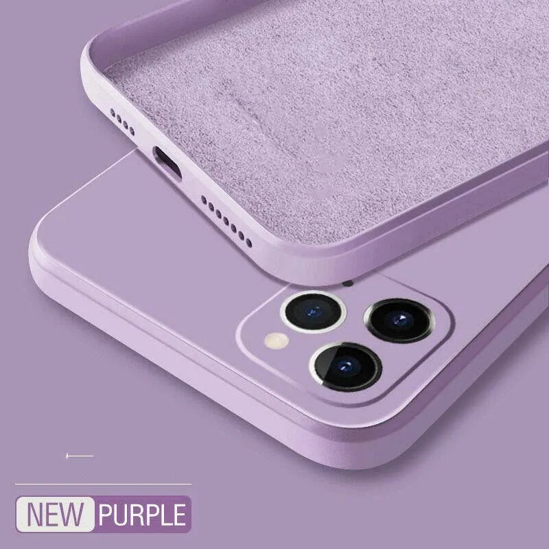 Straight-edge Rubik's cube liquid silicone phone case compatible with Apple iPhones in blue colour