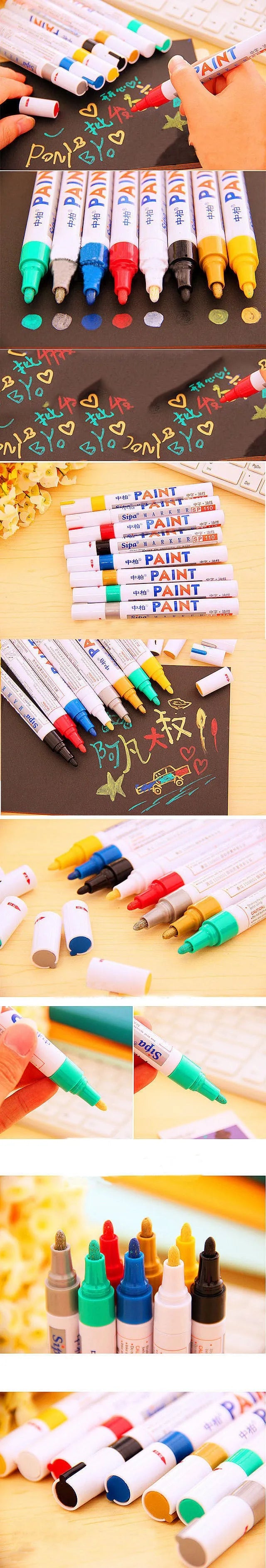 Bike touch-up paint pen in eight colours for frame scratch repair on mountain, road, and folding bicycles