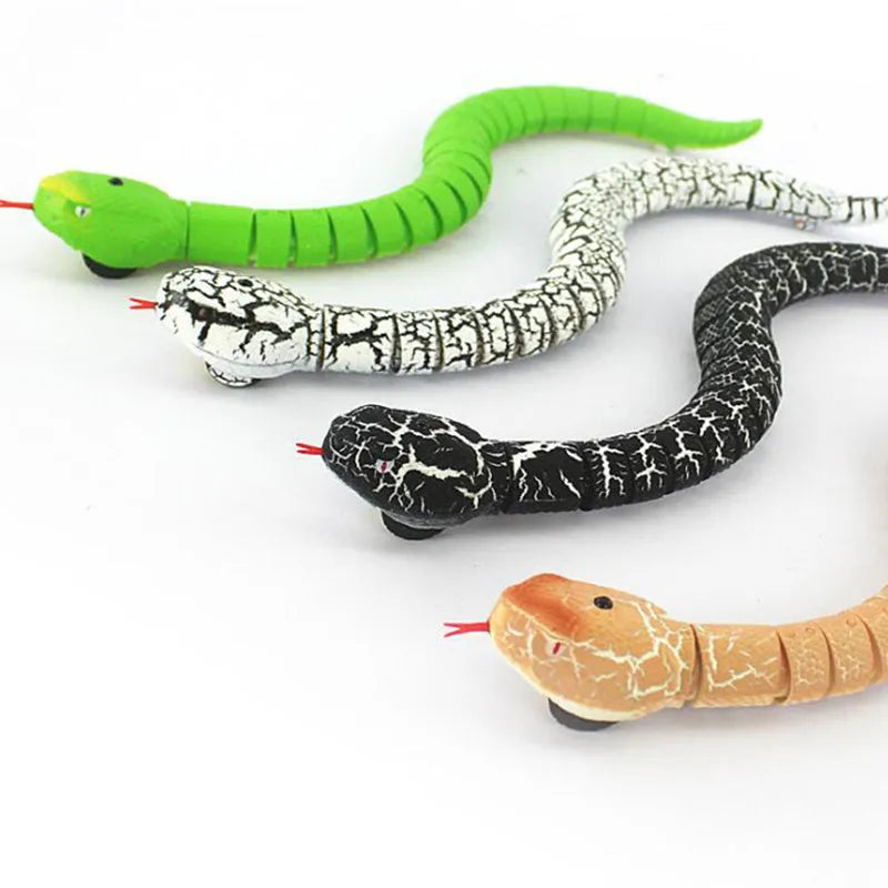 Black and grey remote control snake toy measuring 38cm long with USB charging cable