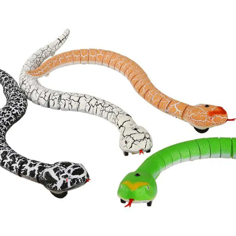Black and grey remote control snake toy measuring 38cm long with USB charging cable