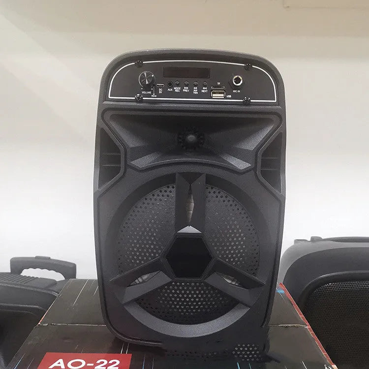Black portable Bluetooth speaker with 6.5-inch output for outdoor use