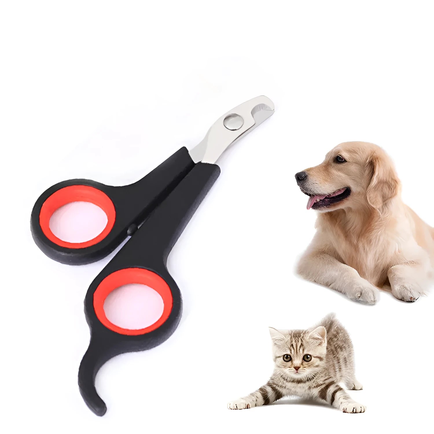 Black pet nail clippers with stainless steel blade for small animals