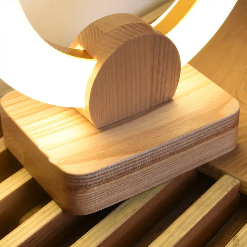 Nordic style wooden art circular LED chandelier with acrylic shade in 20cm and 30cm diameter options.