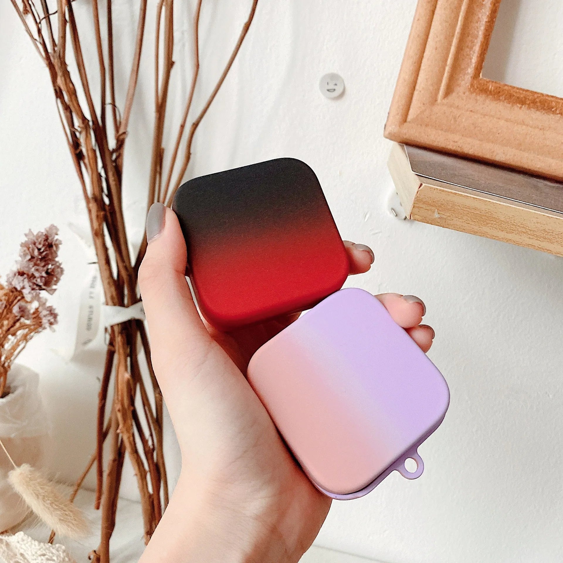 Hard shell PC anti-drop case for Xiaomi Air2 SE, two-colour gradient pink purple with metal hook