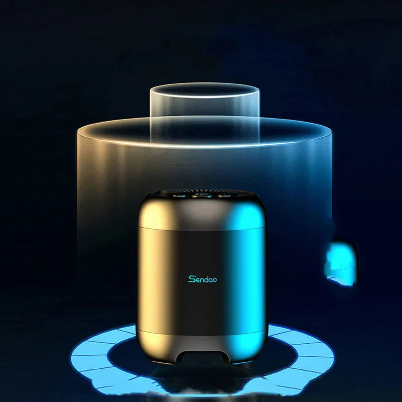 Compact black or white wireless Bluetooth speaker with card reader slot and super subwoofer audio.
