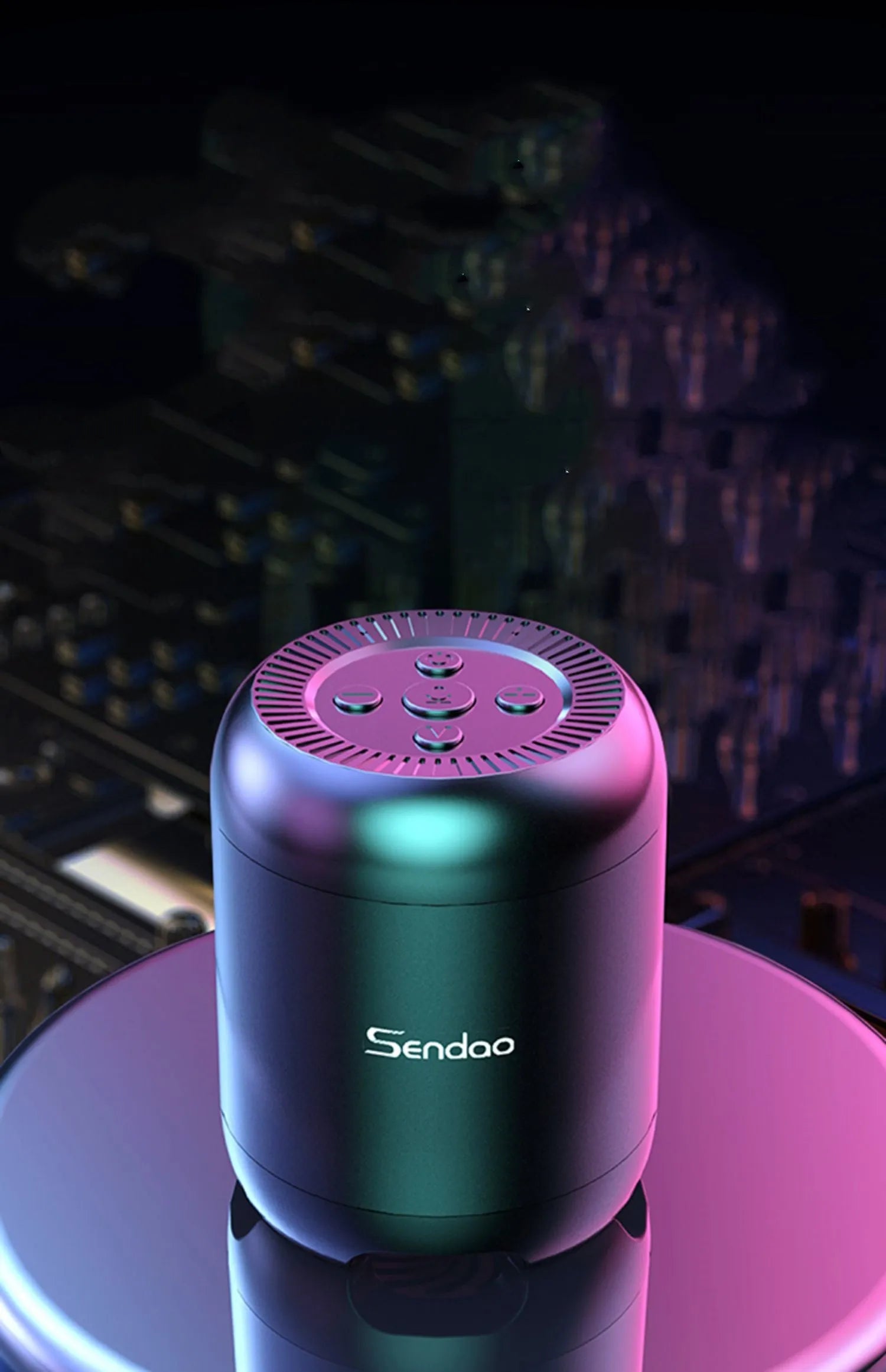 Compact black or white wireless Bluetooth speaker with card reader slot and super subwoofer audio.
