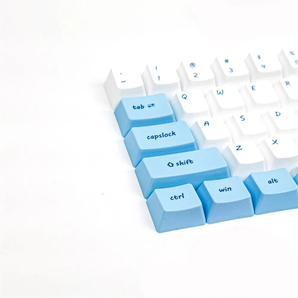Pink PBT sublimation keycaps with cartoon cherry blossom design for GK61 mechanical keyboard