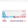 Pink PBT sublimation keycaps with cartoon cherry blossom design for GK61 mechanical keyboard