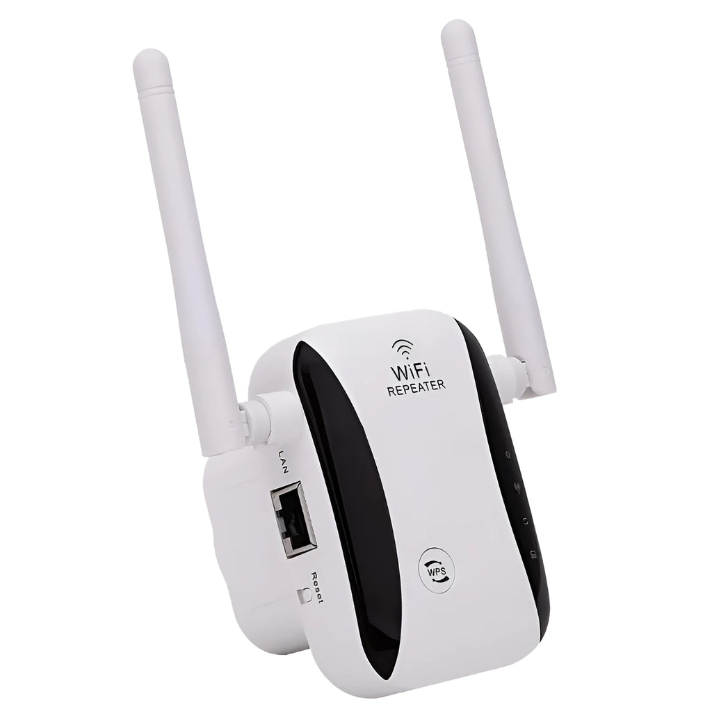 Booster network signal amplifier wireless router with 802.11n support and lightning protection