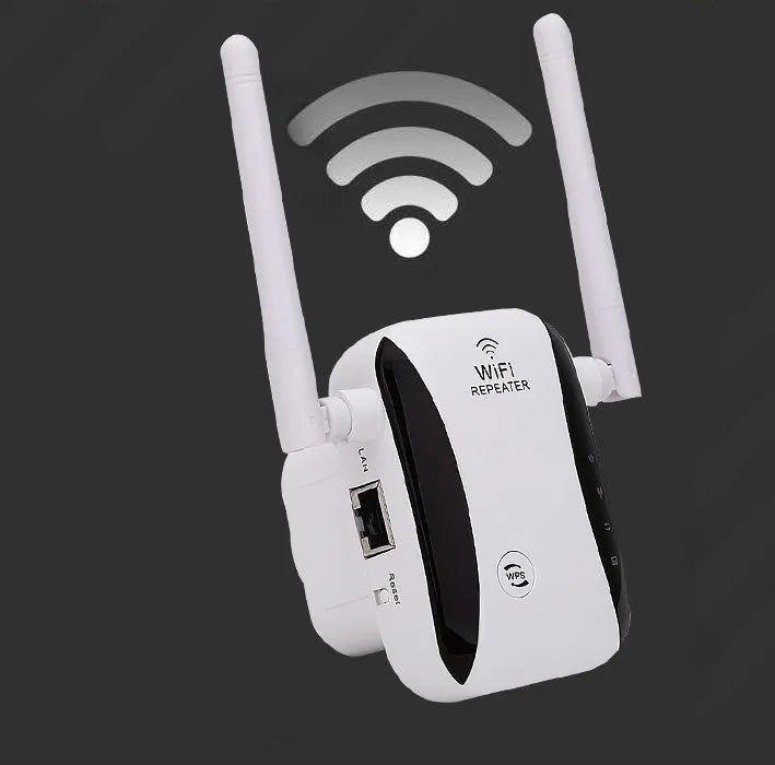 Booster network signal amplifier wireless router with 802.11n support and lightning protection