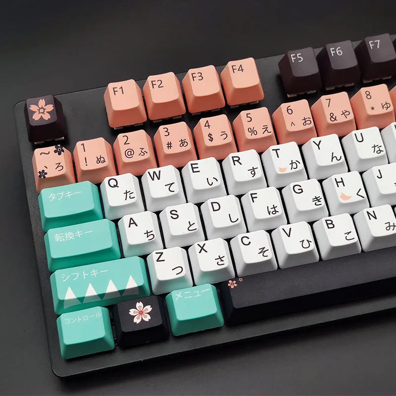 Green mechanical keyboard keycaps with animated legends for Cherry MX compatibility