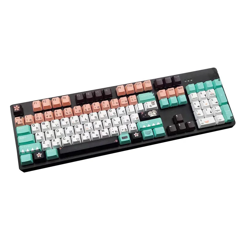 Green mechanical keyboard keycaps with animated legends for Cherry MX compatibility