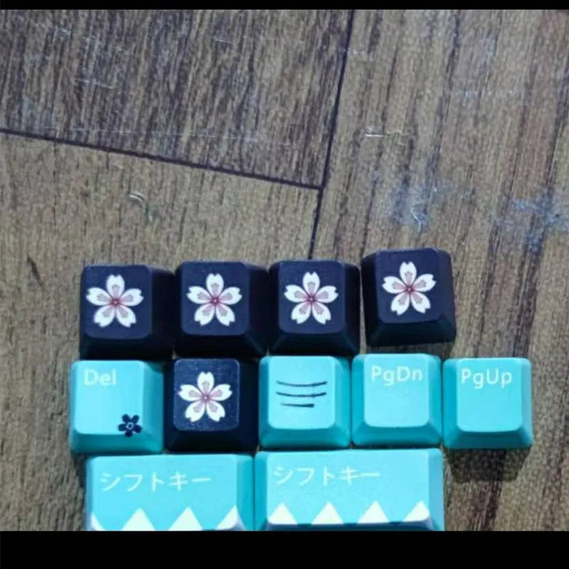 Green mechanical keyboard keycaps with animated legends for Cherry MX compatibility