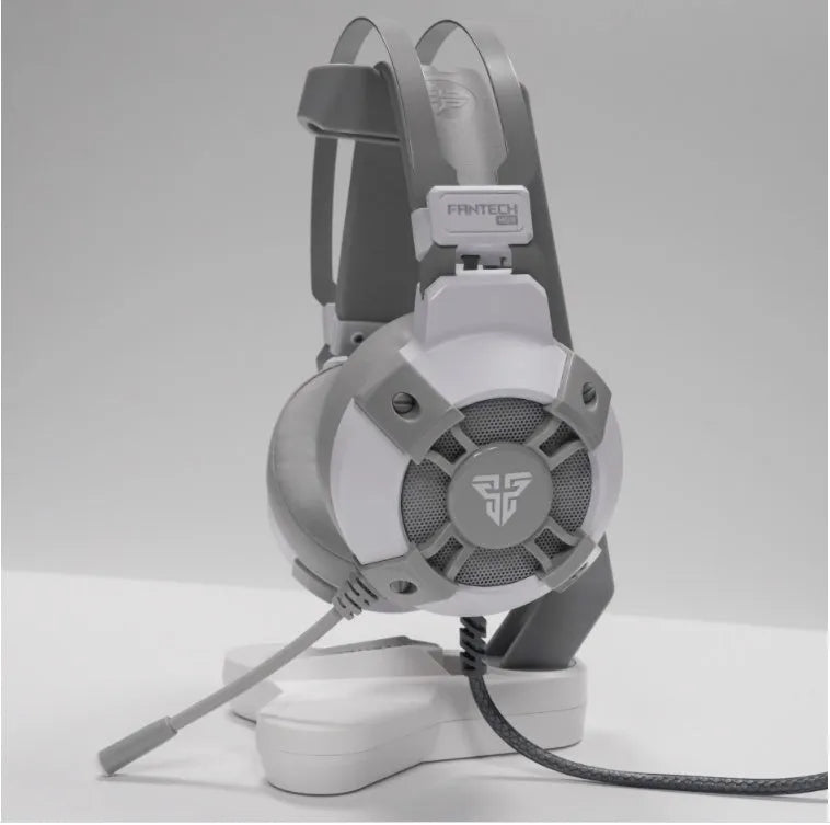 Black FANTECH HG11 USB gaming headset with RGB lights and inline remote control.