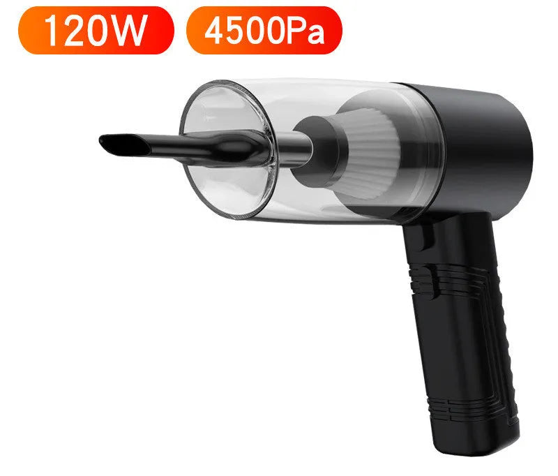 Starry sky black and pearl white car vacuum cleaner with accessories on a 5 metre cable.