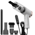 Starry sky black and pearl white car vacuum cleaner with accessories on a 5 metre cable.