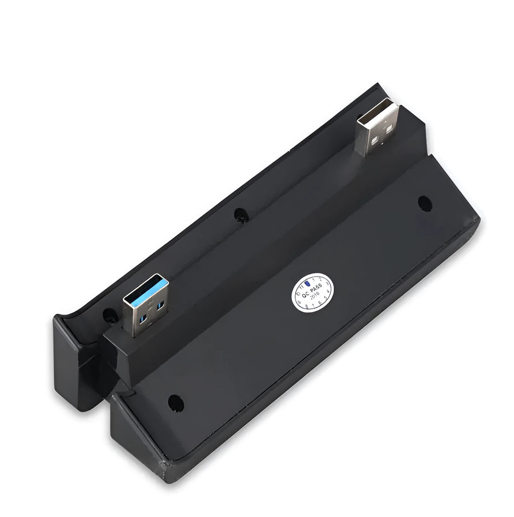 Black PS4 Slim USB hub extender with multiple ports for gaming peripherals