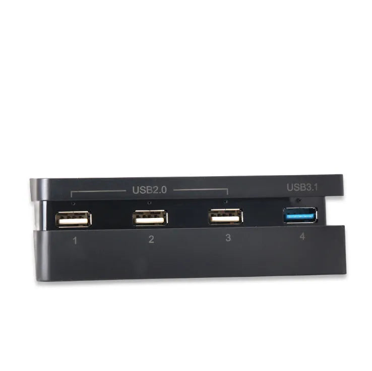 Black PS4 Slim USB hub extender with multiple ports for gaming peripherals
