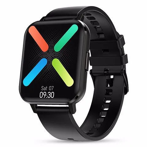 DTX Smart Watch with black steel strap showing 1.78 inch HD screen displaying health metrics.