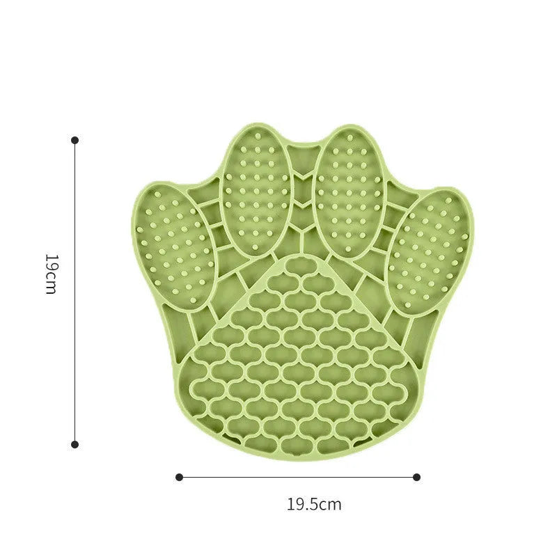 Claw-shaped silicone dog licking mat in blue for slow feeding and anti-choke use