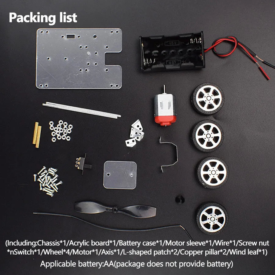 Wind Car DIY Electronic Science Kit for children with acrylic, metal and plastic components