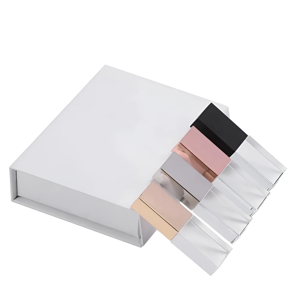 Crystal USB flash drive with transparent glass front and stainless steel back, 60x18x10mm, gold colour